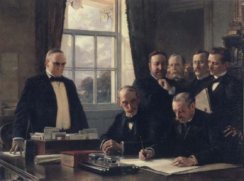 Theobald Chartran Signing of the Peace Protocol Between Spain and the United States china oil painting image